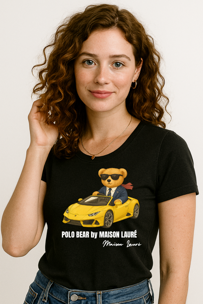 Cute Sports Car Teddy Bear T-Shirt – Women's Edition