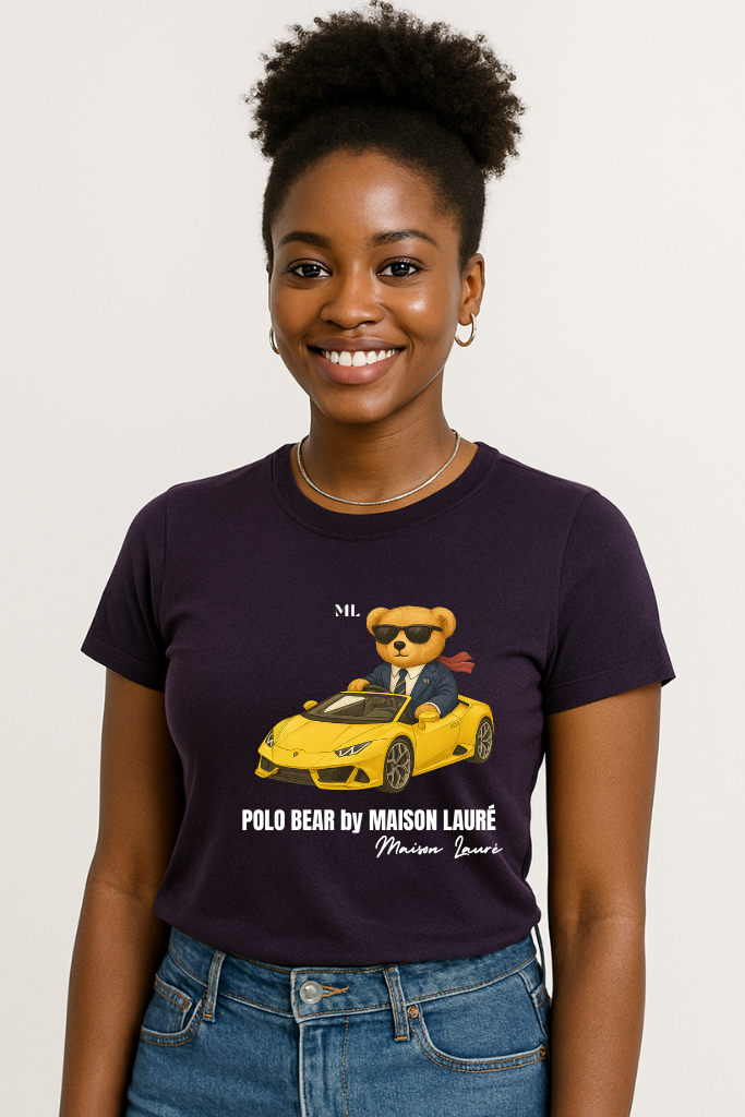 Cute Sports Car Teddy Bear T-Shirt – Women's Edition