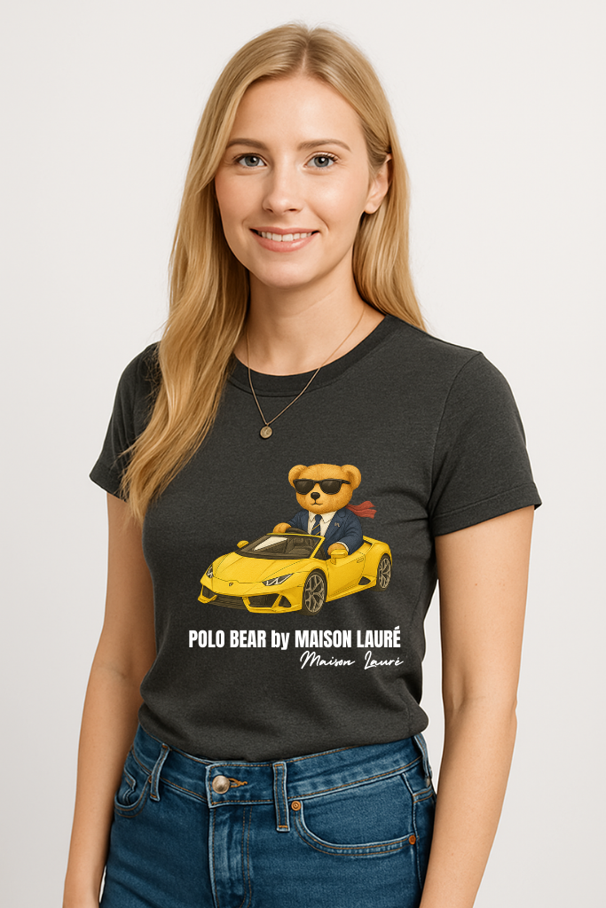 Cute Sports Car Teddy Bear T-Shirt – Women's Edition