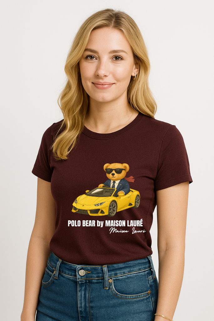 Cute Sports Car Teddy Bear T-Shirt – Women's Edition