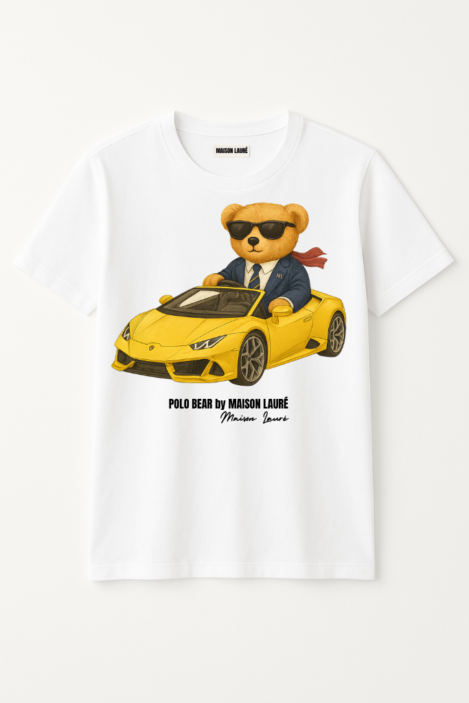 Cute Sports Car Teddy Bear T-Shirt – Women's Edition
